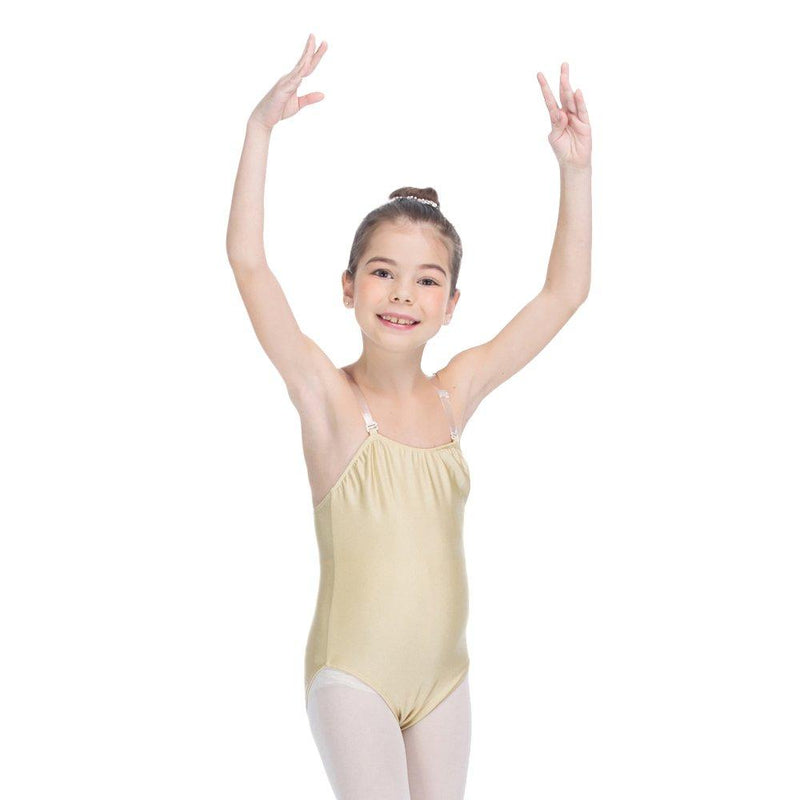[AUSTRALIA] - HDW DANCE Women and Girls Nude Ballet Dance Leotard Camisole with Clear Adjustable Straps Small Flesh 