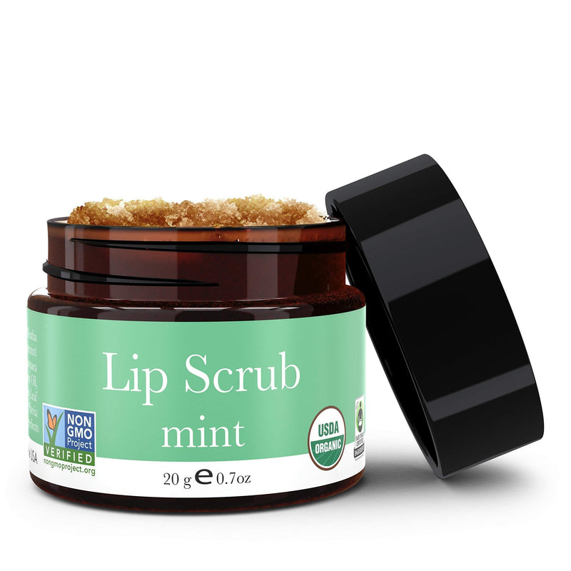 Organic Lip Scrub - Mint Sugar Scrub, Lip Scrubs Exfoliator & Moisturizer, Lip Care Exfoliating Scrub and Lip Moisturizer for Chapped Lips, Lip Repair for Soft Lips, Best Gift or Stocking Stuffer .7 Ounce - BeesActive Australia