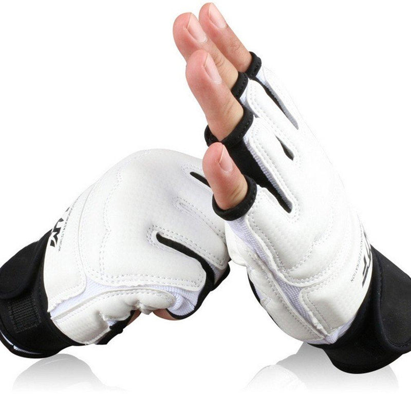 [AUSTRALIA] - Kagogo Half Finger Taekwondo Training Boxing Gloves, Muay Thai Sandbag Training Punching Bag Half Mitts Sparring Glove White X-Large 
