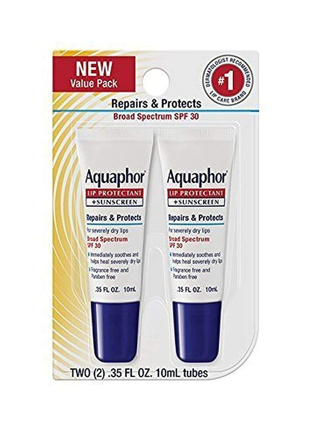 Aquaphor Lip Repair & Protect Tube Blister Card Dual Pack, 0.35 Ounce - BeesActive Australia