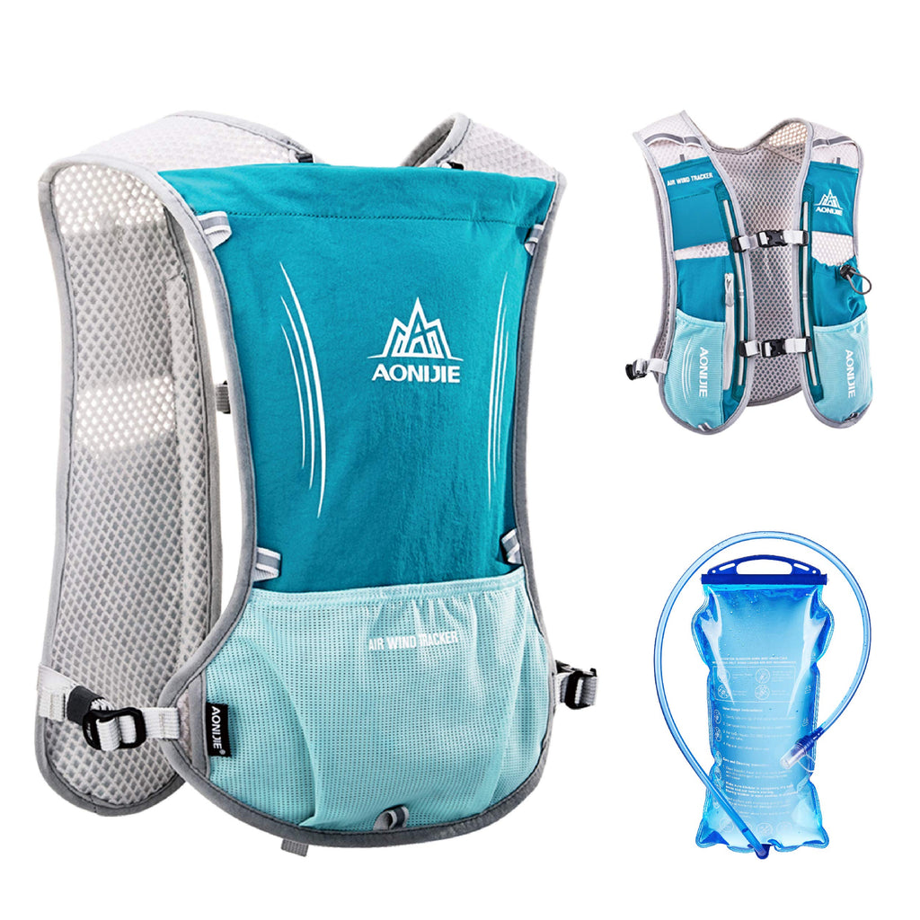TRIWONDER Hydration Pack Water Backpack 5.5L Outdoors Trail Marathon Running Race Cycling Hiking Hydration Vest 02 Light Blue 5L - with 1.5L Water Bladder - BeesActive Australia