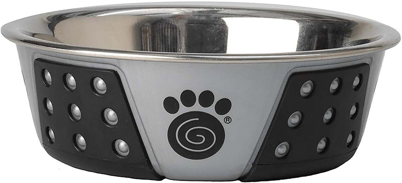 PetRageous 13097 Fiji Stainless Steel Non-Slip Dishwasher Safe Dog Bowl Grey 1.75 Cup - BeesActive Australia
