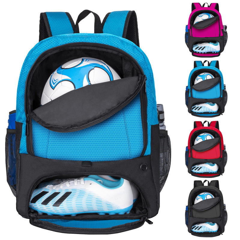 Soccer Ball Bag-Backpack for Basketball,Volleyball with Cleat Shoes and Ball Compartment Laptop Sleeve for Travel,School Team Blue - BeesActive Australia