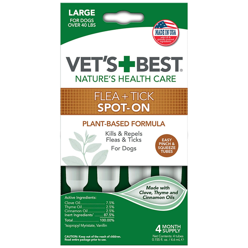 Vet's Best Topical Flea & Tick Treatment for Dogs Over 40lbs, 4 Month Supply - BeesActive Australia