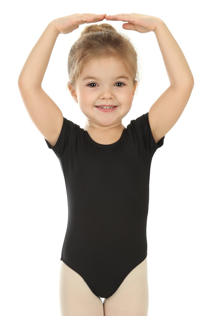 [AUSTRALIA] - Elowel Kids Girls' Basic Short Sleeve Leotard (Size 2-14 Years) Multiple Colors Small / 4-6 Black 