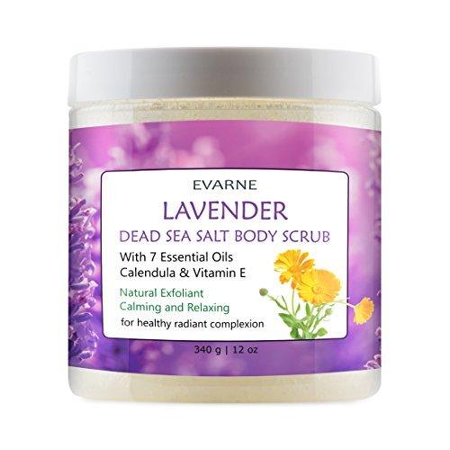 Evarne Lavender Dead Sea Salt Body Scrub with 7 Essential Oils Calendula and Vitamin E - BeesActive Australia