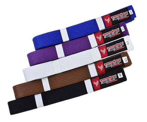 [AUSTRALIA] - Twister Jiu Jitsu/BJJ Belts 1.5" Wide Premium Quality Woven Patch 9 Stitching Professional Belts WHITE A2 