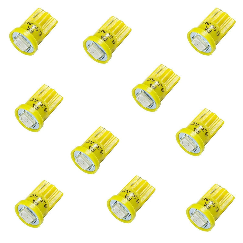 PA LED 10PCS #555 T10 1SMD LED Wedge Pinball Machine Light Top View Bulb Yellow(Amber)-6.3V - BeesActive Australia