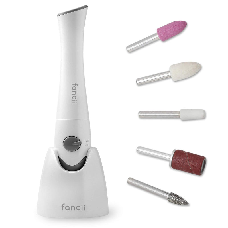 Fancii Professional Electric Manicure & Pedicure Nail File Set with Stand - The Complete Portable Nail Drill System with Buffer, Polisher, Shiner, Shaper and UV Dryer white, gray - BeesActive Australia