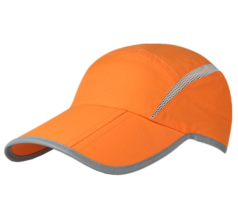 Connectyle Foldable Mesh Sports Cap with Reflective Stripe Breathable Sun Runner Cap Orange - BeesActive Australia