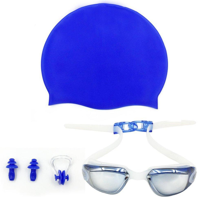 [AUSTRALIA] - iGopeaks Kids Swim Goggles for Children and Early Teens from 3 to 13 Years Old with Cap, Nose Clip and Ear Plugs - No Leaking - Anti-Fog - Shatterproof - UV Protection BLUE 
