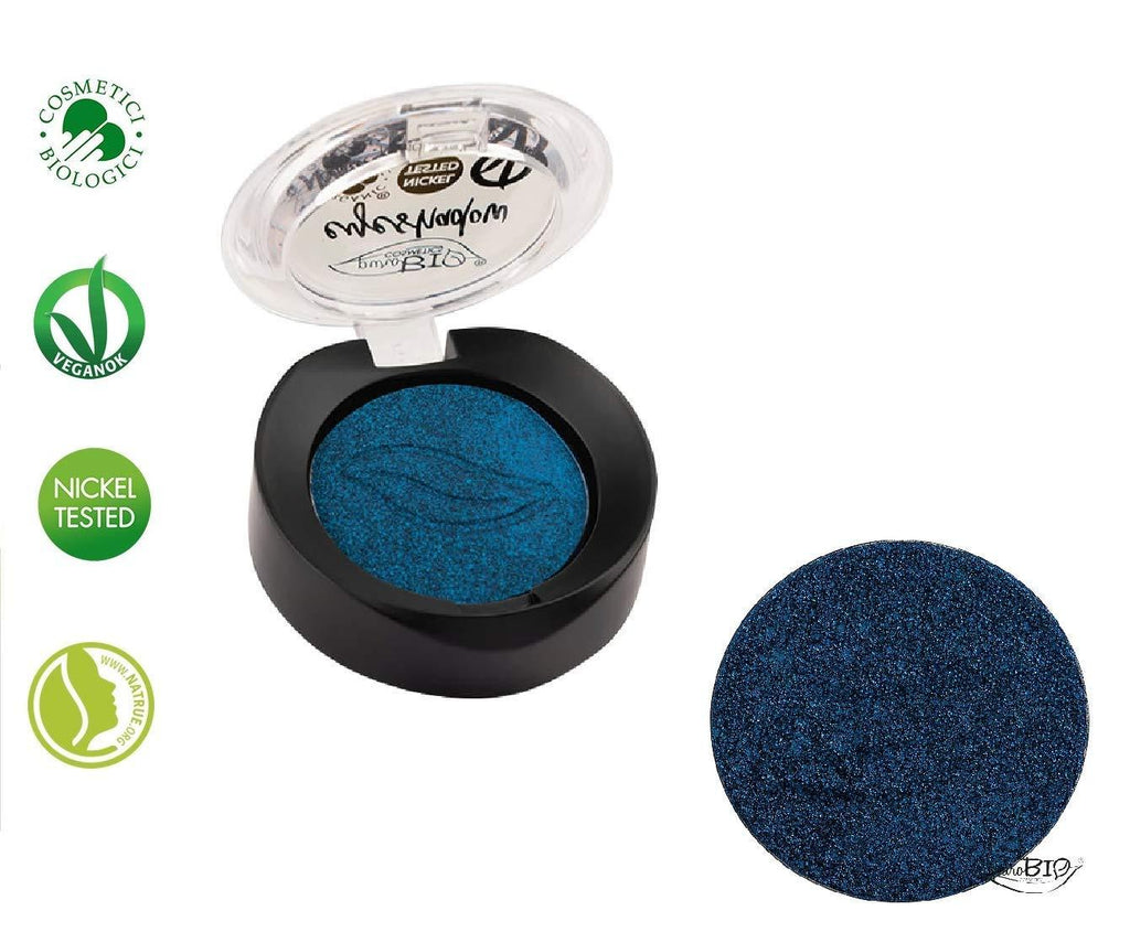 PuroBIO Certified Organic Highly-Pigmented and Long-Lasting Shimmery/Metallic Eyeshadow - no.07 Intense Blue - with Vitamins and Plant Oils.VEGAN.ORGANIC.MADE IN ITALY. - BeesActive Australia