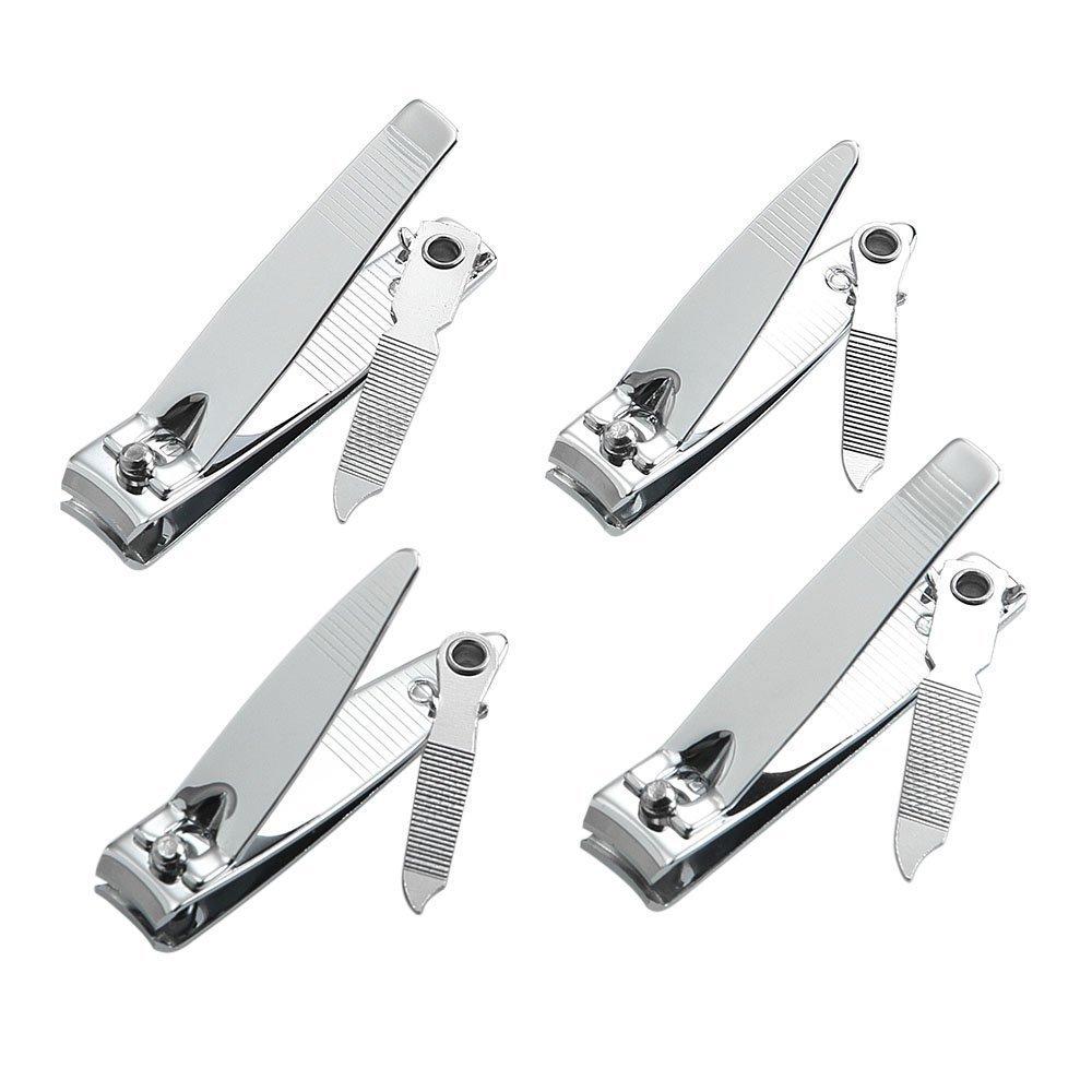 4 Pcs Nail Clippers For Fingernails and Tonenail by QLL - Swing Out Nail Cleaner/File - Sharpest Stainless Steel Clipper - Wide Easy Press Lever - Best Quality Nail Cutter - BeesActive Australia