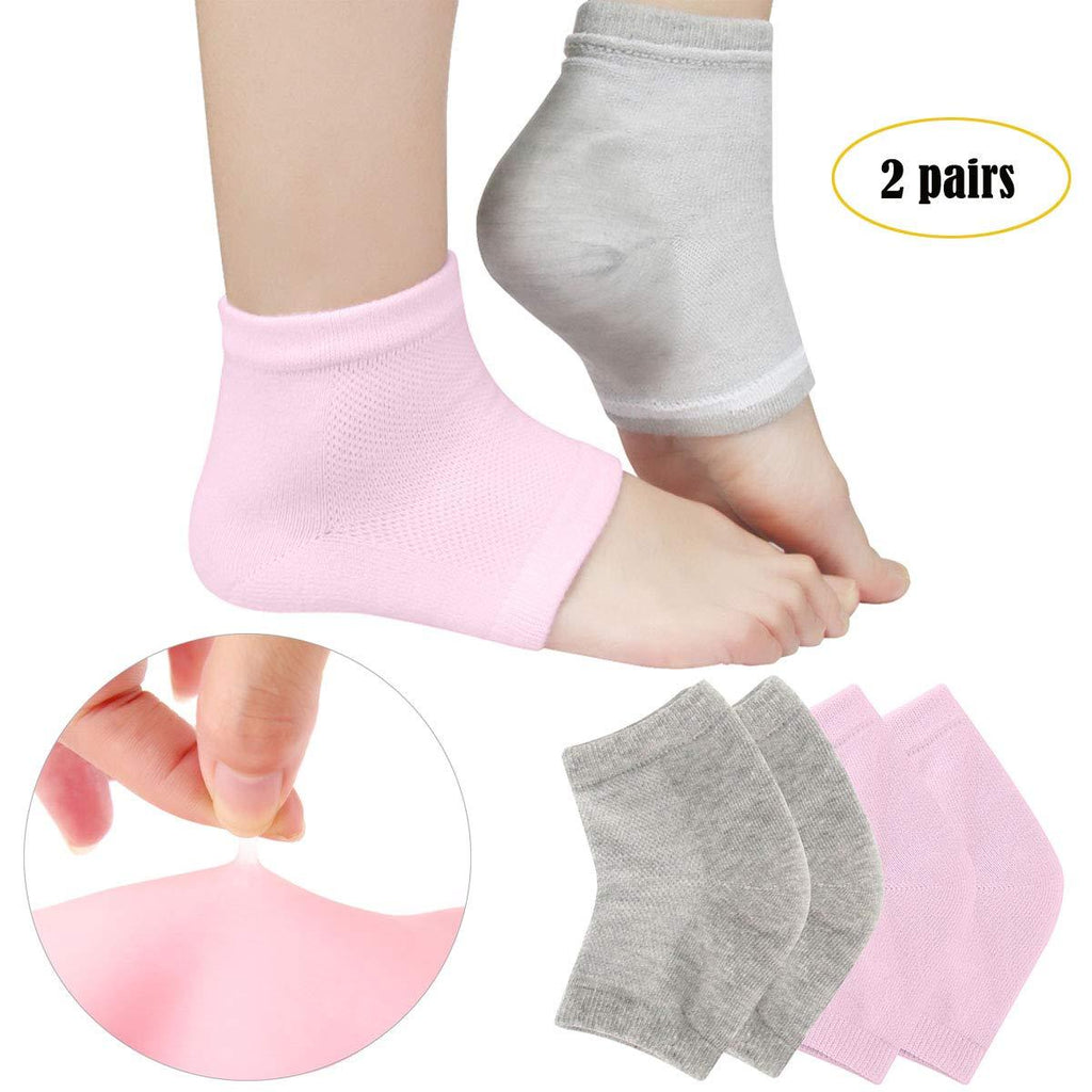 Codream Vented Moisturizing Socks Lotion Gel for Dry Cracked Heels, Spa Gel Socks Humectant Moisturizer Heel Balm Foot Treatment Care Heel Softener Compression 2 Pairs Pink&Grey - BeesActive Australia