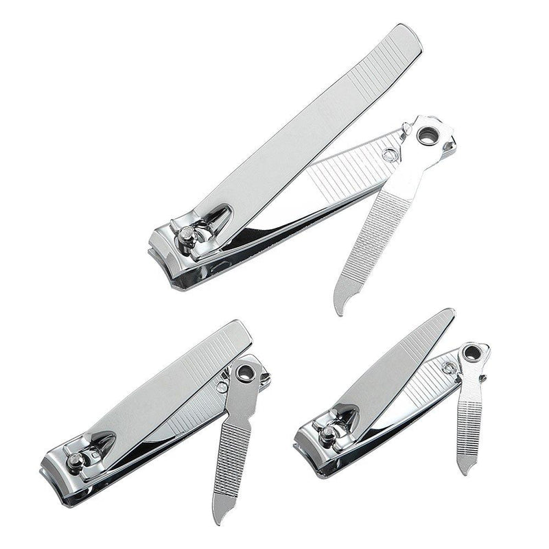 3 Pcs Stainless Steel Fingernail Clipper and Toenail Clipper by QLL - Swing Out Nail Cleaner/File - Sharpest Stainless Steel Clipper - Wide Easy Press Lever - Best Quality Nail Cutter - BeesActive Australia