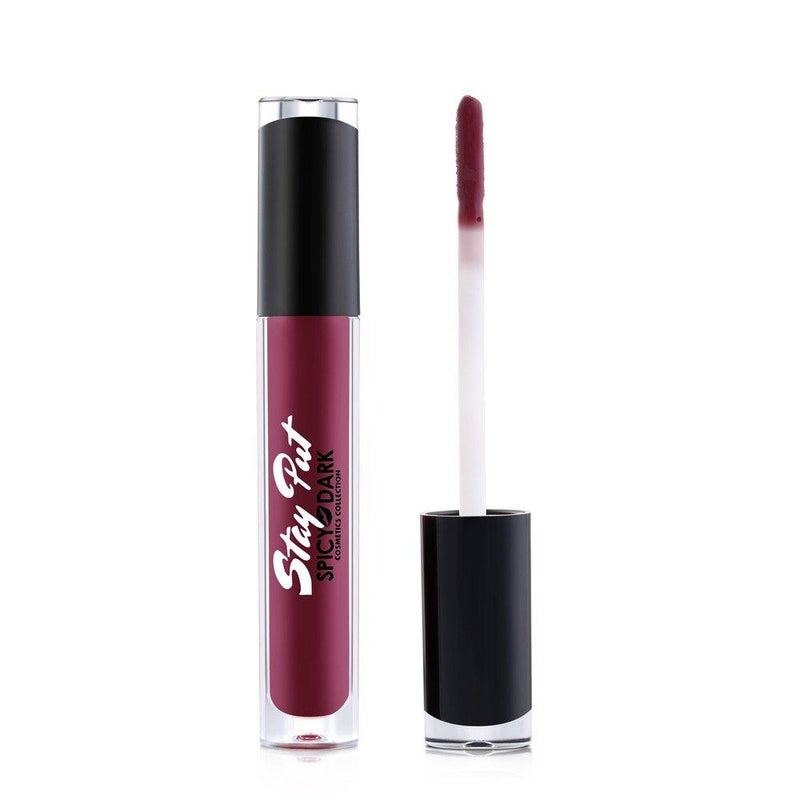 Spicy Dark Stay Put Collection Matte Lip Stain Lipstick Long Lasting 24 Hours All Day Organic Natural Makeup Glitter Green Black Blue Clear Brown Color Pink Purple Red Vitamin E (Passion) - BeesActive Australia