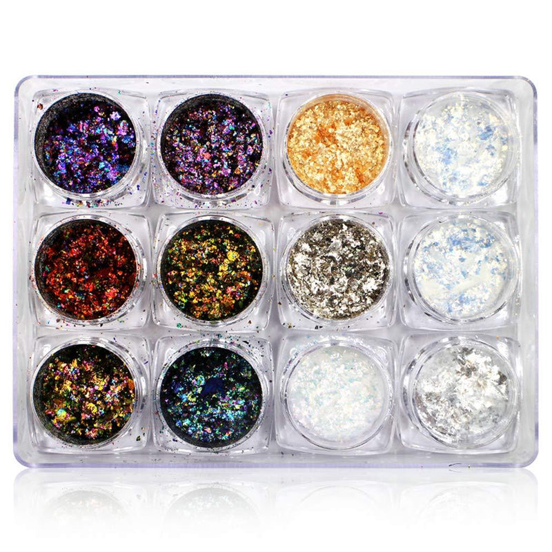 QIMYAR 12 Colors Chameleon Nail Sequins Glitter Dust Shinning Nail Mirror Glitter Paillette Powder DIY Decoration Chrome Pigment … 12 Color Chameleon Glitter Dust - BeesActive Australia