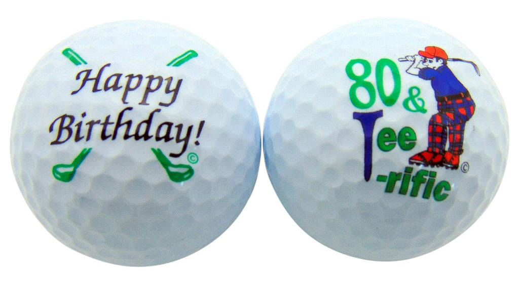 80 & Tee-Riffic Eightieth Birthday Golf Ball Set of 2 Balls and Display Box - BeesActive Australia