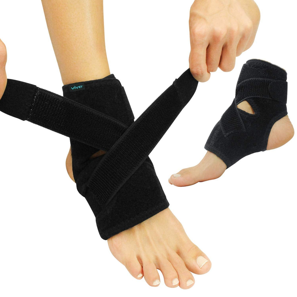 Vive Foot Ankle Wrap - Right and Left Foot Support Sleeve Brace for Men and Women - Adjustable Sprained Feet - Lightweight, Breathable Guard - Stabilizer for Running, Rolled Sprains, Swollen Tendonitis Small / Medium - BeesActive Australia