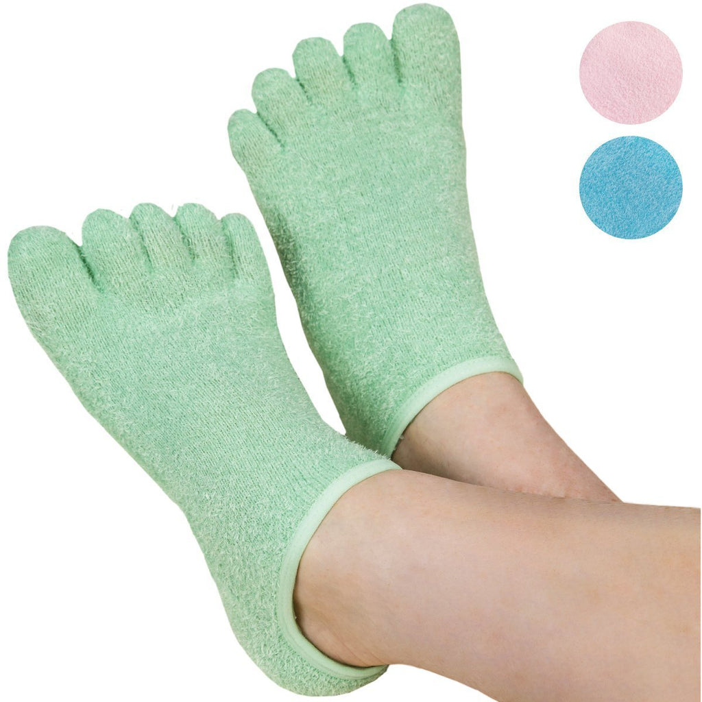 LE EMILIE 5 Toe Moisturizing Gel Socks | Perfect for Healing Dry Cracked Heels and Feet | Infused with an Aromatherapy Blend of Lavender and Jojoba Oil | 1 Pair, Seafoam Green - BeesActive Australia
