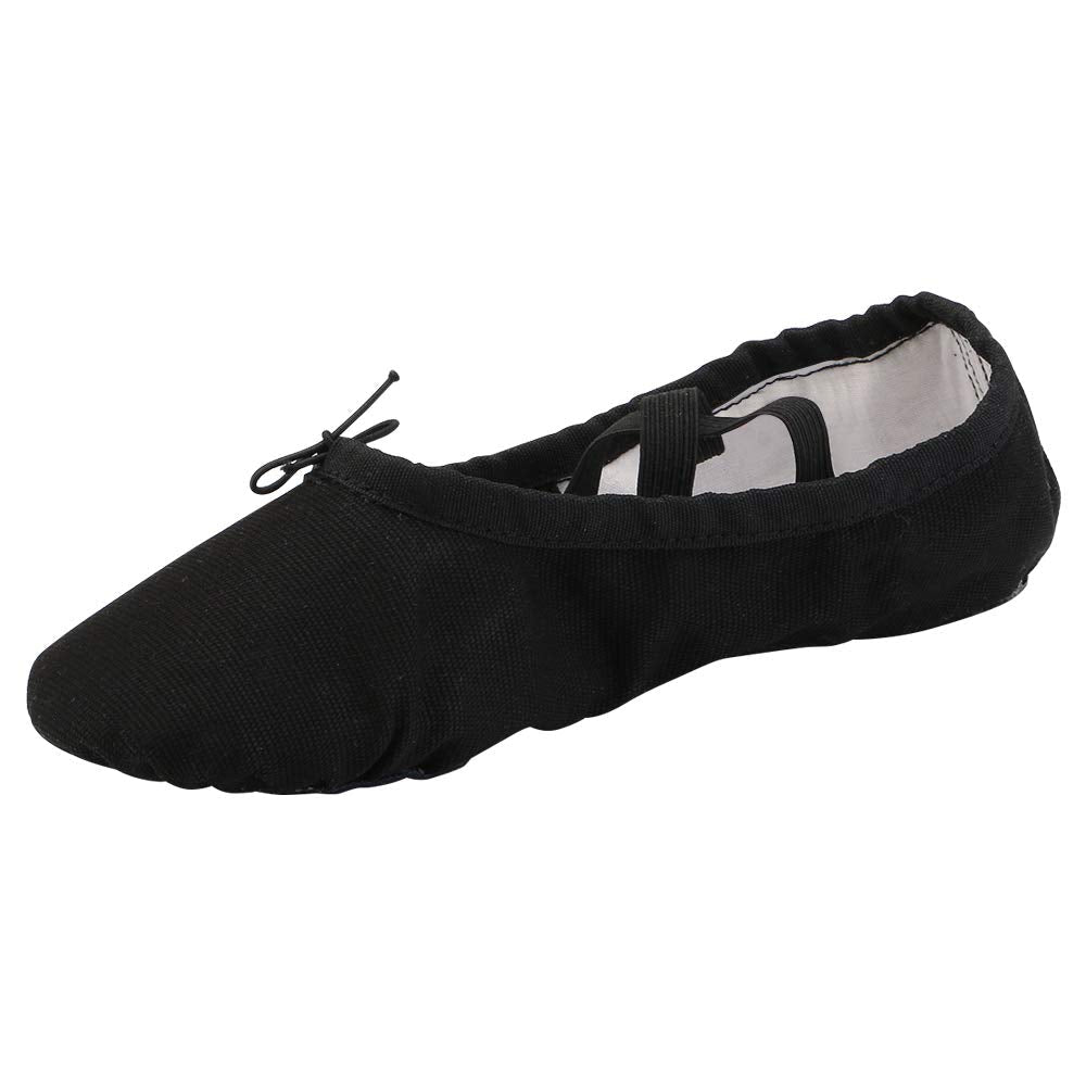 Women's Canvas Ballet Slippers Practice Yoga Flat Shoes Split Belly Shoes 8.5 Black - BeesActive Australia