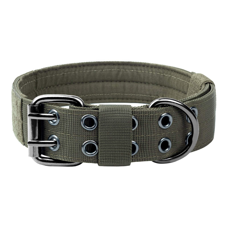 OneTigris Military Adjustable Dog Collar with Metal D Ring & Buckle 2 Sizes Large Green - BeesActive Australia