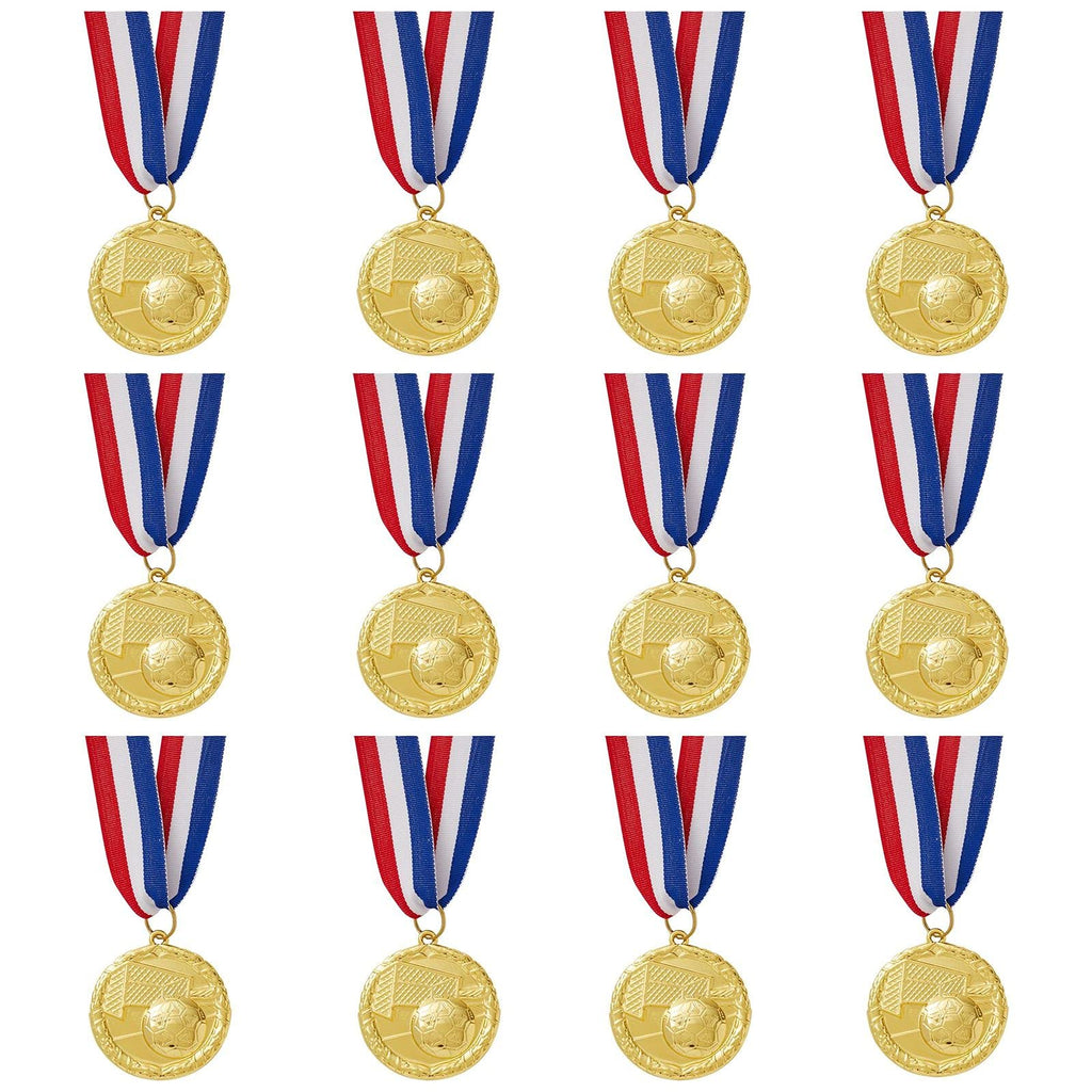 Juvale 12 Pack Soccer Medals for Kids, Team Participation Trophies, Party Favors (Metal, Gold) - BeesActive Australia