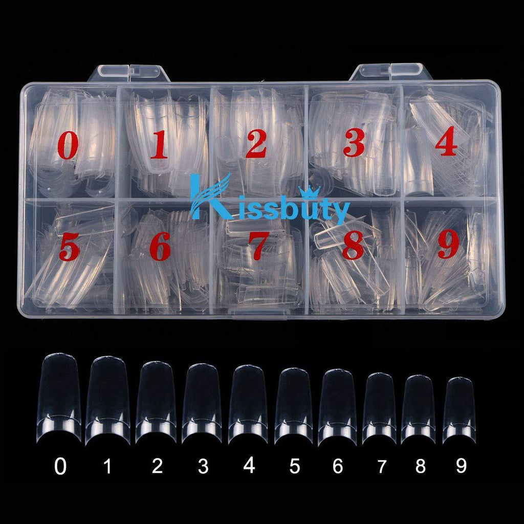 Kissbuty 500 PCS Clear Color French False Acrylic Nail Art Tips 10 Sizes With Box Perfect Length for Nail Salons and DIY Nail Art at home (Clear French) - BeesActive Australia
