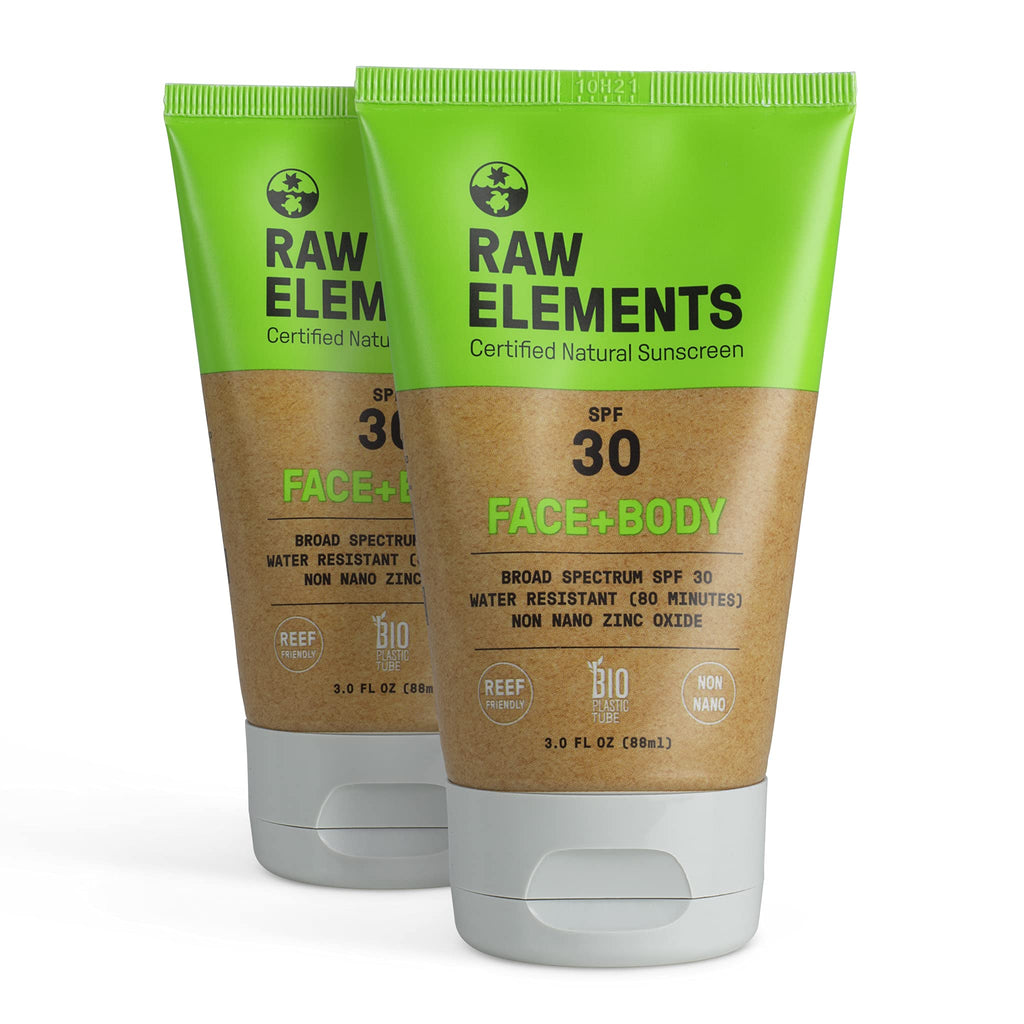 Raw Elements Organic SPF 30 Zinc Sunscreen, 3oz (2-Pack) - BeesActive Australia