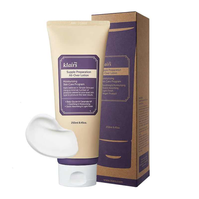 [KLAIRS] Supple Preparation All-over lotion, Daily face and body moisturizer, for sensitive skin, Essential oil Free, Artificial fragrance free,250ml, 8.45oz - BeesActive Australia
