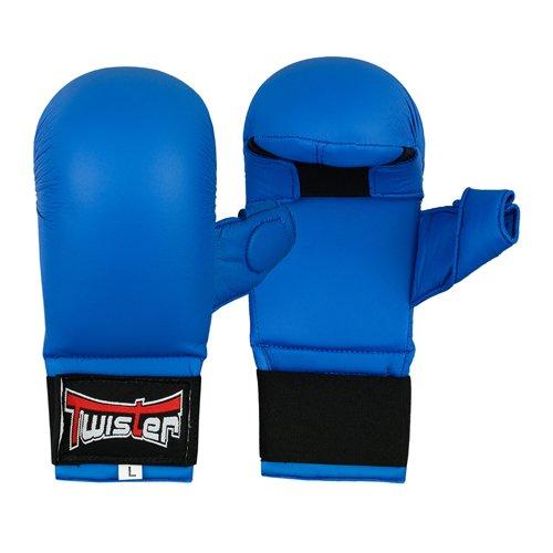 [AUSTRALIA] - Twister Professional Karate Training Mitts Karate Gloves with Thumb Elastic/Fastener Closing Made Artificial Leather BLUE X-Small 