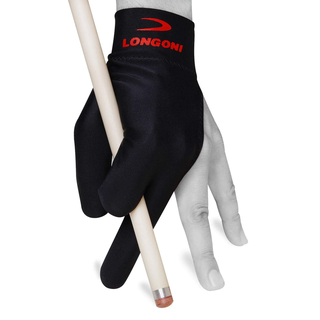 [AUSTRALIA] - Longoni Billiard Pool CUE Glove - Black - One Size fits All For Left hand (Right-handed player) 