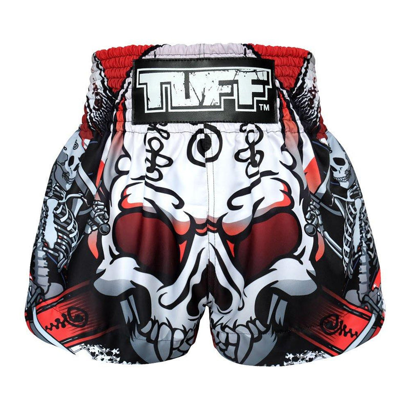 [AUSTRALIA] - Tuff Sport Boxing Muay Thai Shorts Dragon Skull Kick Martial Arts Training Gym Clothing Trunks White Skull XX-Large 