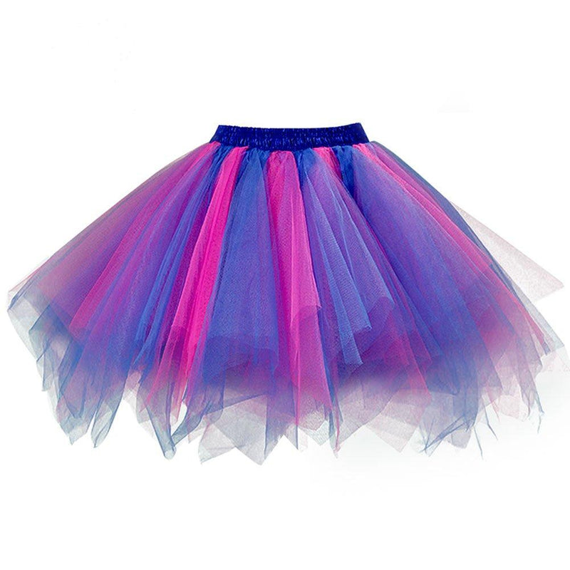 [AUSTRALIA] - Ellames Women's Vintage 1950s Tutu Petticoat Ballet Bubble Dance Skirt Small-Medium 13-blue-fuchsia 