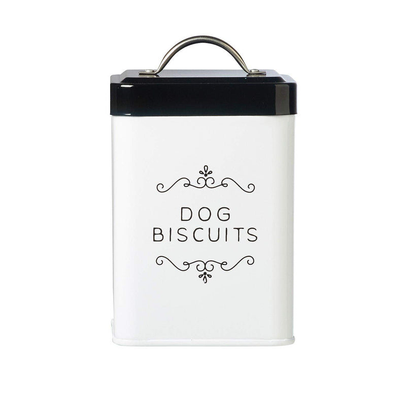 Amici Pet Pet Treat Collection, , Sparky Dog Biscuits Metal Storage Canister, 36 oz, White - BeesActive Australia