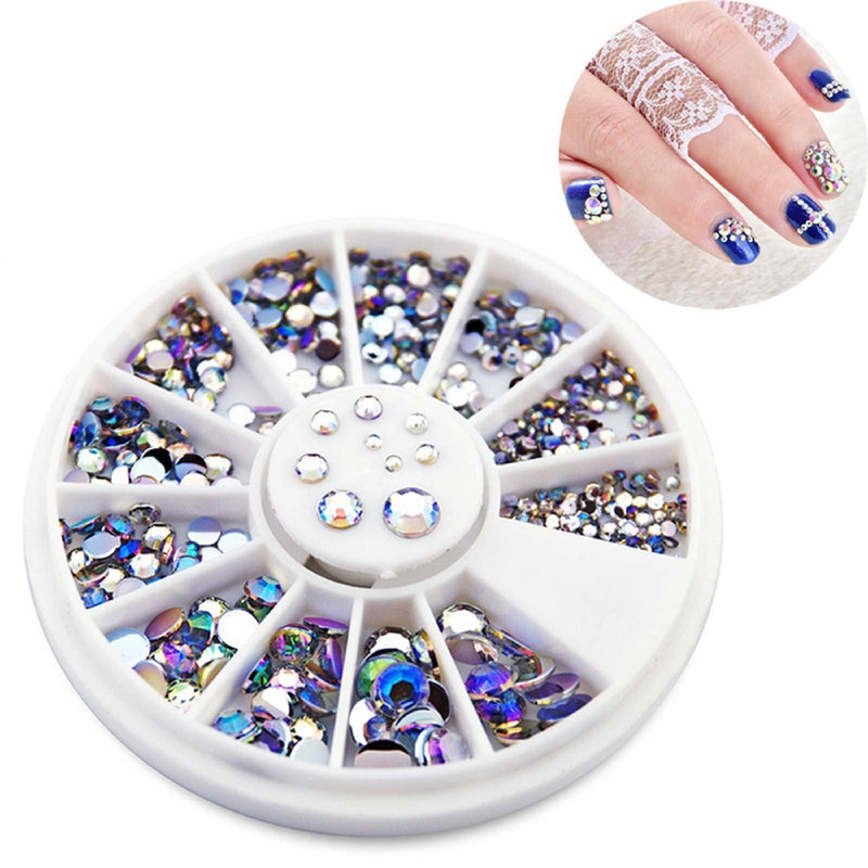 KADS 2X550pcs 1.5mm/2mm/2.5mm/3mm/4mm/5mm AB Round Nail Art Decorations Rhinestone for Nail Accessories for Nail Decoration Size1 - BeesActive Australia