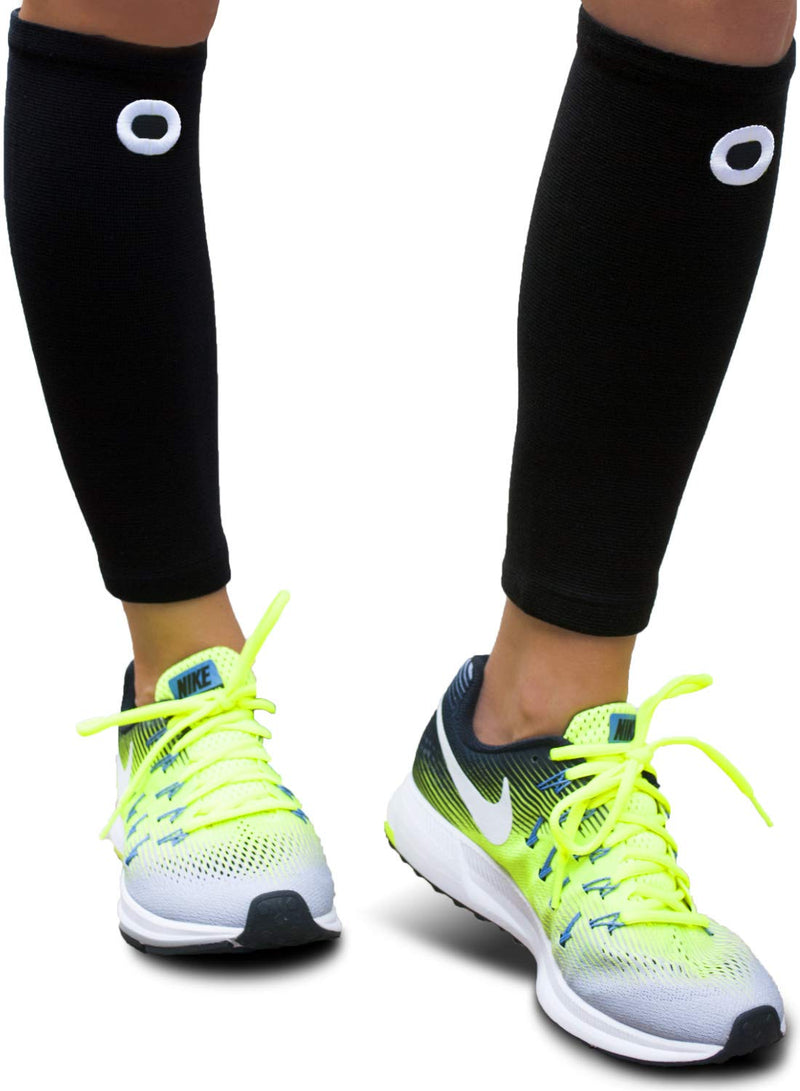 Crucial Compression Calf Sleeves for Men & Women (Pair) - Instant Shin Splint Support, Leg Cramps, Calf Pain Relief, Running, Circulation and Recovery Socks - Premium Compression Sleeve for Calves Small / Medium (11-15" Calf) Black - BeesActive Australia