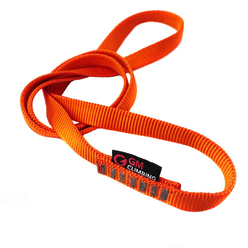 GM CLIMBING 16mm Nylon Sling Runner 22kN / 4950lbf CE UIAA Certified Fluorescent Orange 60cm / 24inch | Single Unit - BeesActive Australia