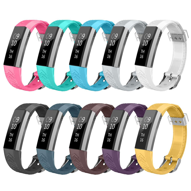 AIUNIT Alta HR and Alta Band, Alta Accessories Bands Watch Buckle Design Replacement Bands Small/Large for Alta HR Wristbands for Ace for Women Men Boys Girls Standard C05 10pack Arrow Texture - BeesActive Australia