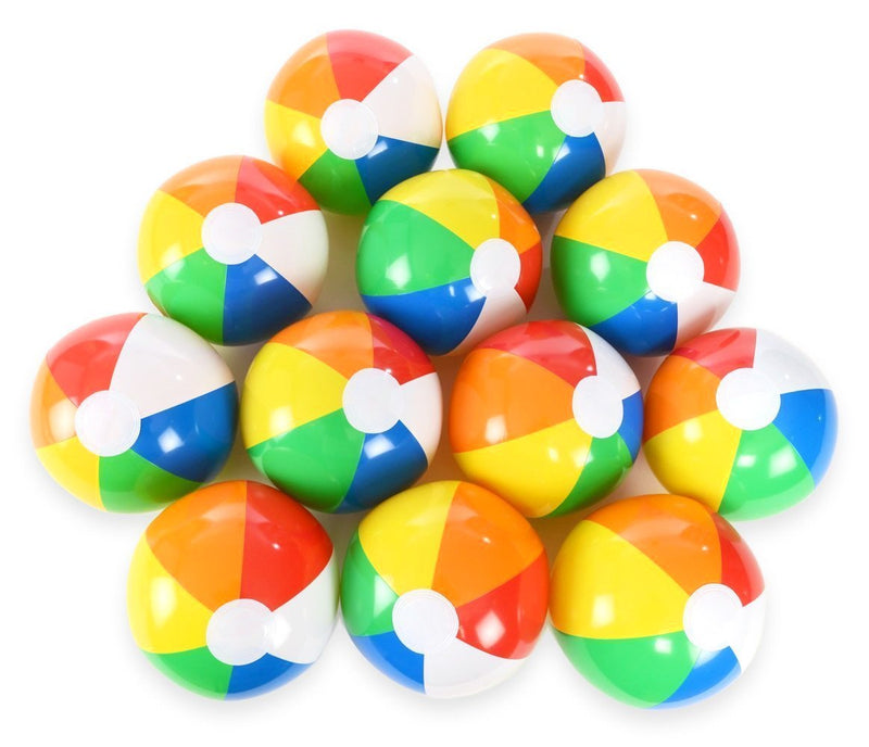 [AUSTRALIA] - DECORA 12 Inch Inflatable Rainbow Beach Balls for Kids Swimming Pool Water Fun Toys Pack of 6 