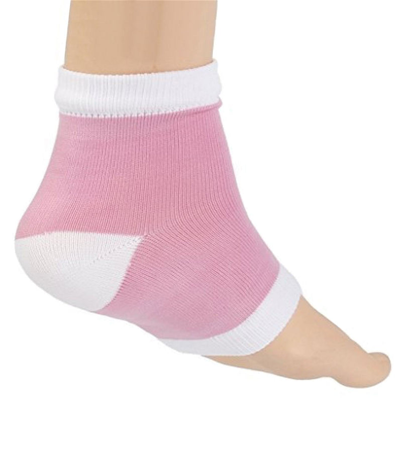 Runee Moisturizing Silicone Gel Heel Socks For Dry, Hard, Cracked Skin, Open Toe (Pink) Pink - BeesActive Australia