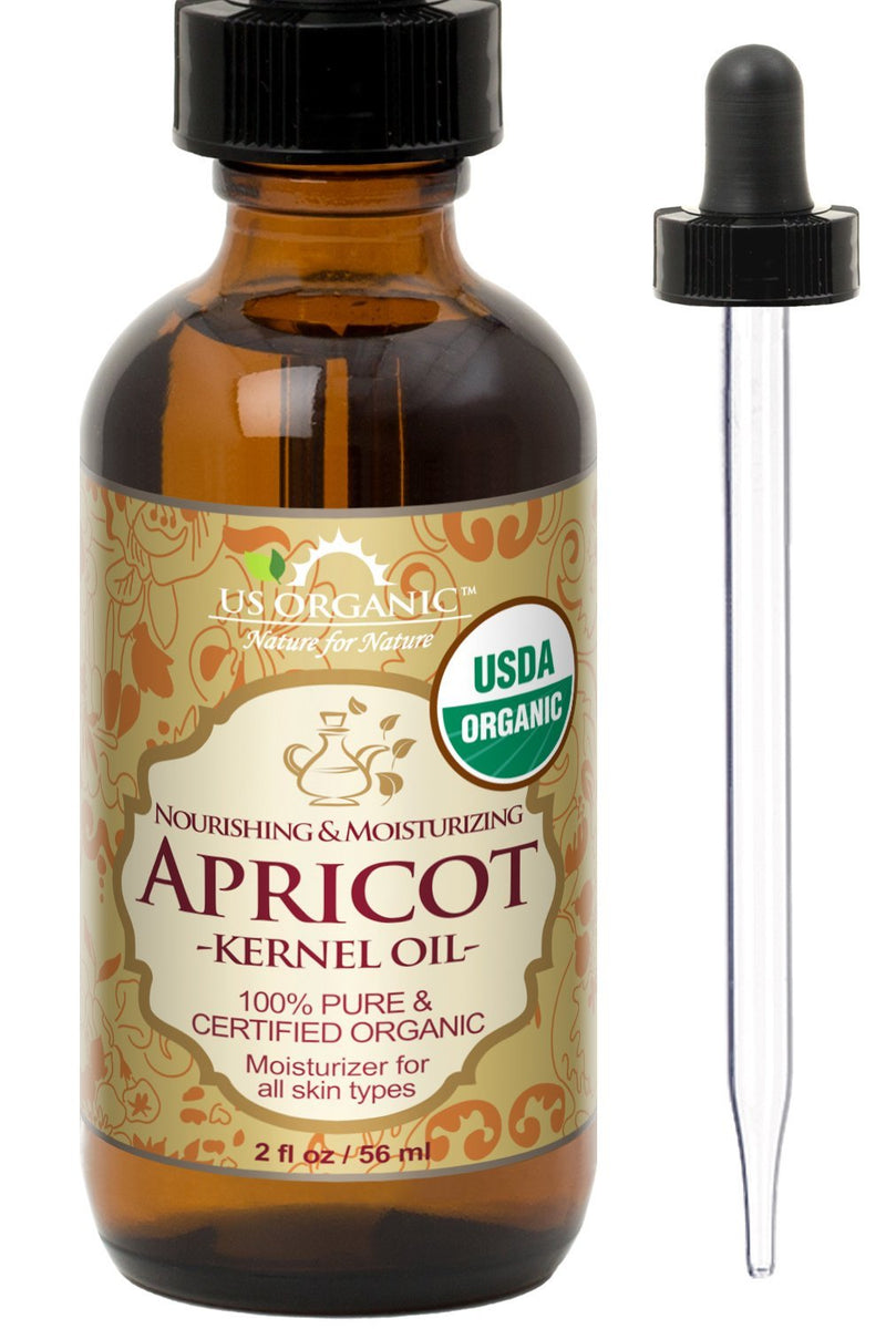 US Organic Apricot Kernel Oil, USDA Certified Organic,100% Pure & Natural, Cold Pressed Virgin, Unrefined in Amber Glass Bottle w/Glass Eyedropper for Easy Application (2 oz (Small)) 2 Fl Oz (Pack of 1) - BeesActive Australia