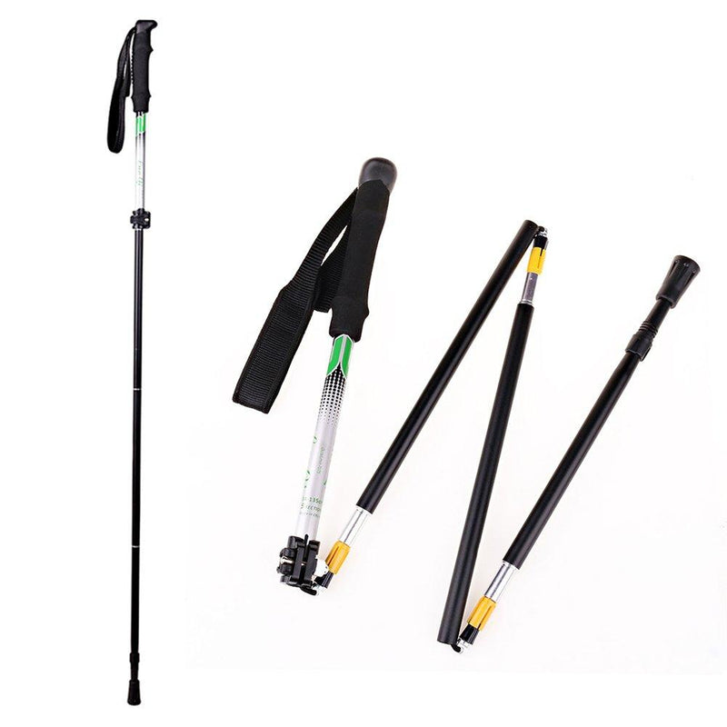 CLINE Travel Folding Trekking Hiking Pole with Carrying Case,Collapsible Cane Adjustable Walking Stick Portable Mobility Aid for Women Men Hikers Gift,Black Black - BeesActive Australia