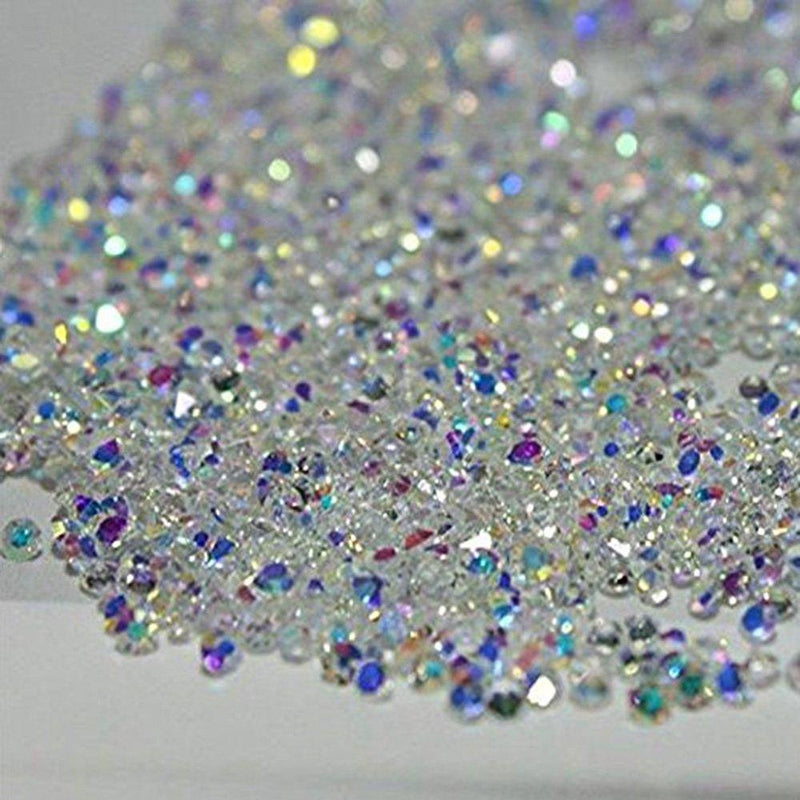 MIOBLET 2880Pcs 1.2mm Ultra Mini Diamond Diy Crystal Nail Rhinestones Need Glue Nail Art Decoration Accessories Manicure Clear Ab + Clear (2 Packs) - BeesActive Australia