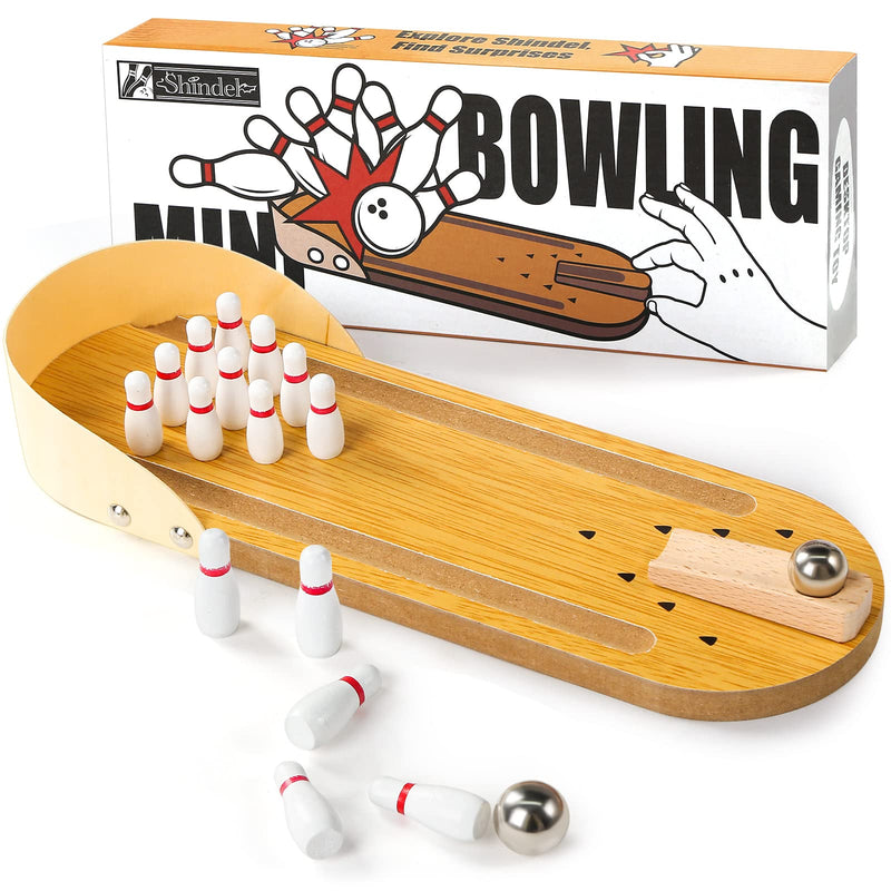 3 otters Mini Bowling Set, Wooden Tabletop Bowling Game Desk Toys Desktop Bowling Home Bowling Alleys, Desk Gifts for Coworkers - BeesActive Australia