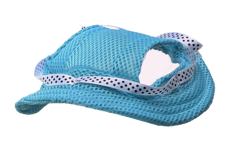 MaruPet Round Brim Princess Cap Visor Hat Pet Dog Mesh Porous Sun Cap with Ear Holes for Small, Extra Small Dog Teddy, Pug, Chihuahua, Shih Tzu, Yorkshire Terriers, Papillon M(head width: 6.29" circumference:13.77") Blue - BeesActive Australia