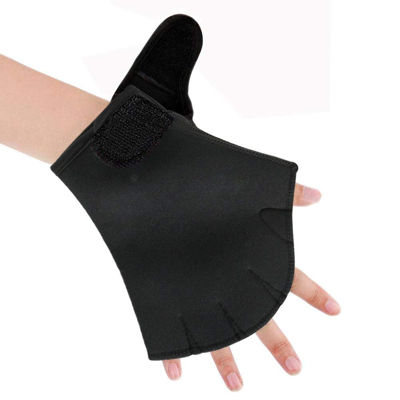 Efanr 1 Pair Training Aqua Fit Swim Webbed Gloves Aquatic Fitness Water Resistance Gloves for Women Men Children Black Small - BeesActive Australia