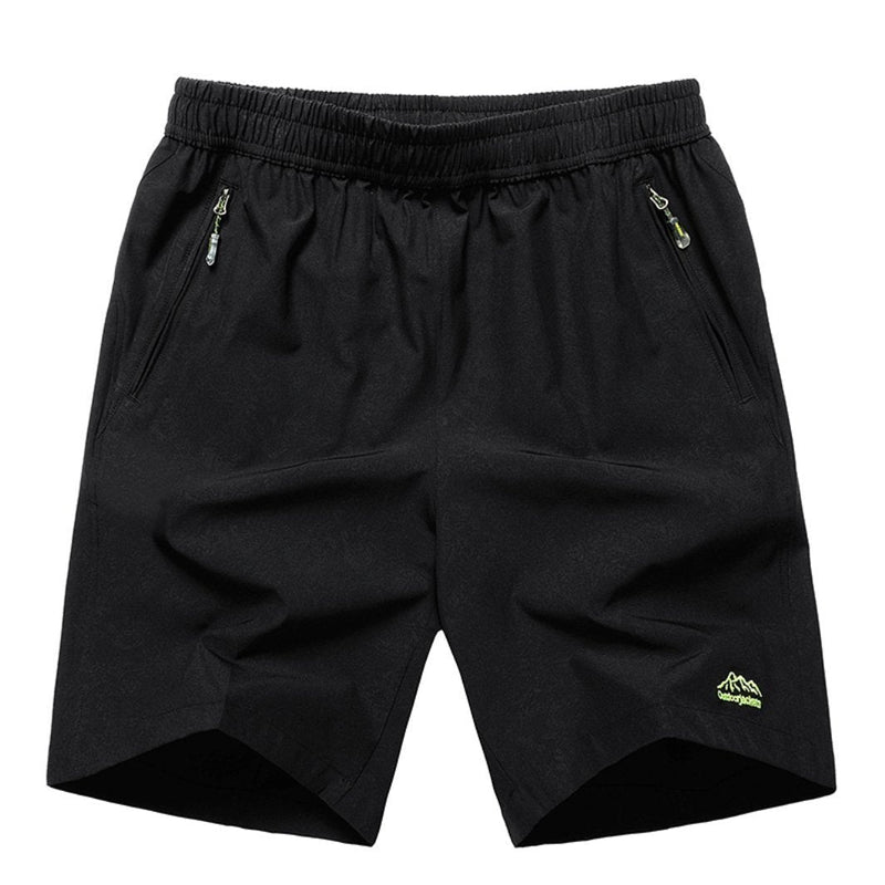 [AUSTRALIA] - JINSHI Men's Outdoor Quick Dry Lightweight Sports Shorts Zipper Pockets 02black Medium 