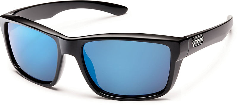Suncloud Mayor Polarized Sunglasses Black Blue Mirror Polycarbonate Lenses - BeesActive Australia