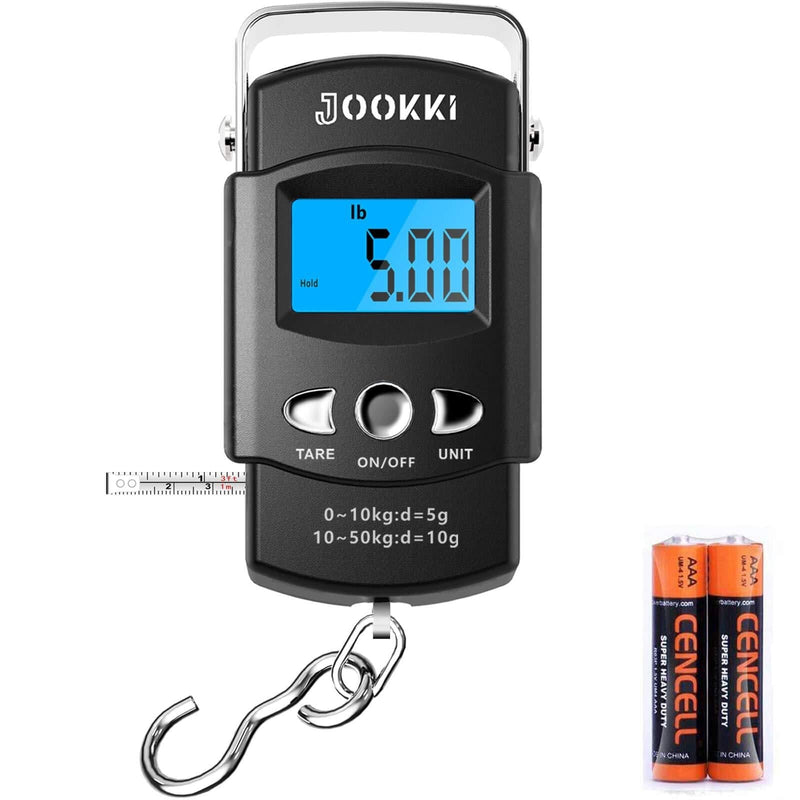 [AUSTRALIA] - Fish Scale,JOOKKI Hanging Scale Portable Dial Scale LCD Digital Weight Electronic Scale 110lb/50kg with a Tape Measure for Tackle Bag,Luggage,Baggage,(Black) 